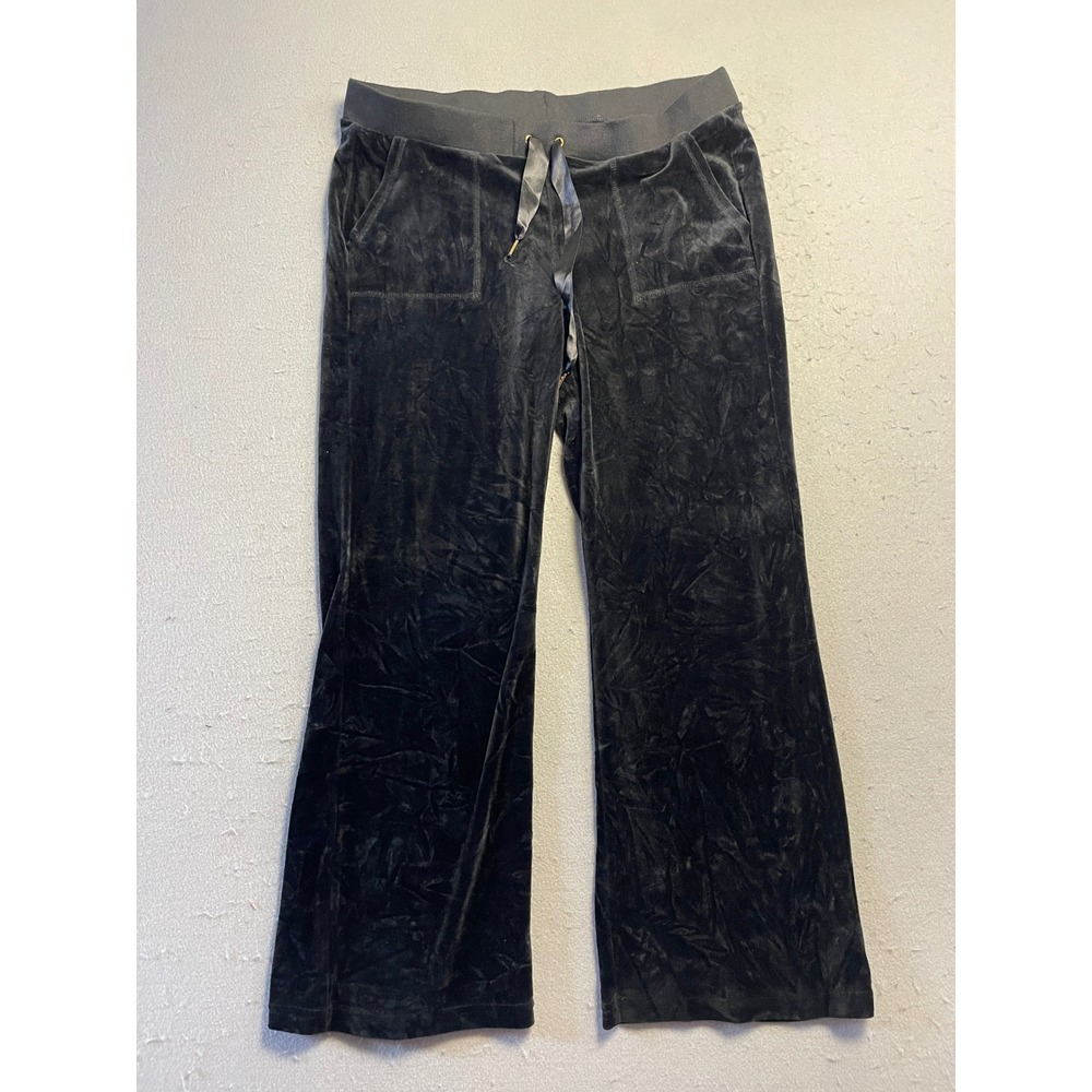 Juicy Couture Pants Velour Black Large Short Womens